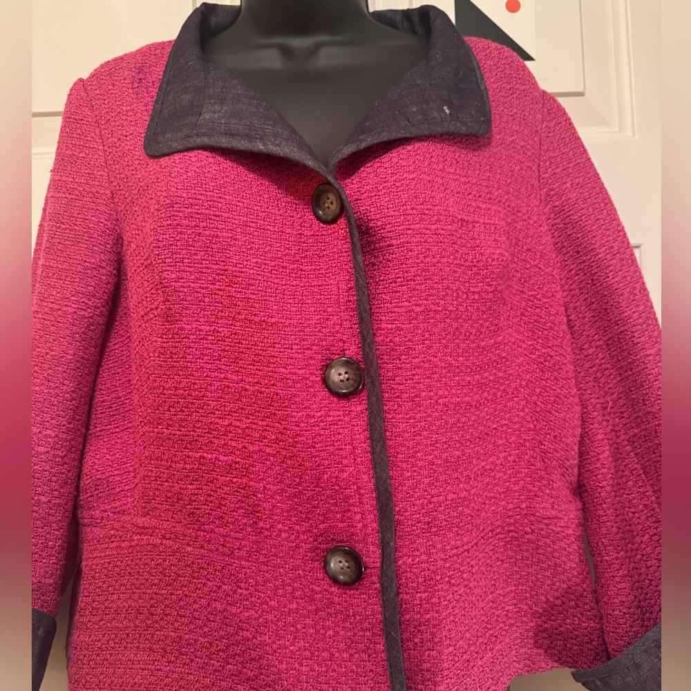 Pendleton Pink and Black Blazer with Textured Fabric